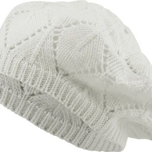 Slouch White Knit Beret